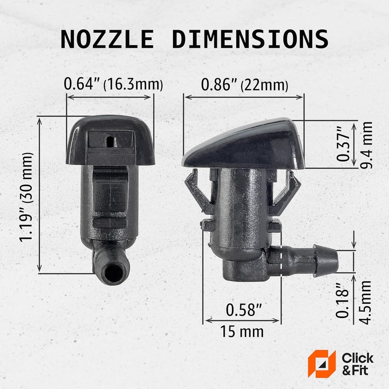 Click&Fit Windshield Washer Nozzles compatible with Ford Focus 2008-2011 Edge Mustang F-250 F-350 F-450 2010-2016, Lincoln MKX 2007-2015 – Wiper sprayer jets replaces BC3Z17603A, Classic 2pcs set - Image 4